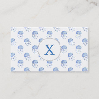 Cartão De Visita design de praia de água-viva azul