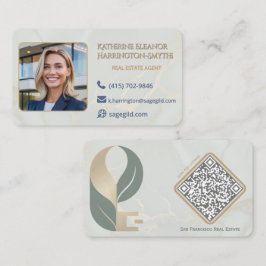 Cartão De Visita Design de QR de Foto de Corretor de Imóveis de Lux
