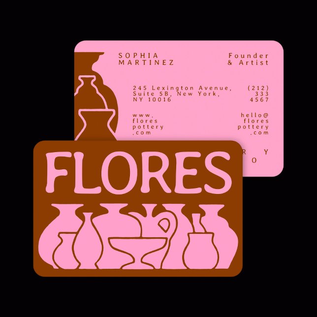 Cartão De Visita Design de Silhouette Vase de Potteria Negrito (Criador carregado)