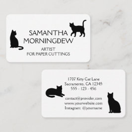 Cartão De Visita Design de Silhuetas de Animais Fofos - Gatos 1