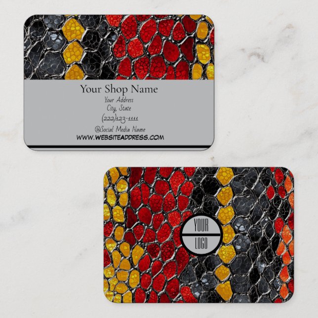 Cartão De Visita Design de snakeskin impresso, 3,5" x 2,0" (Frente/Verso)