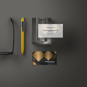 Cartão De Visita Design de Texto Abstrato Moderno   Dourado Preto