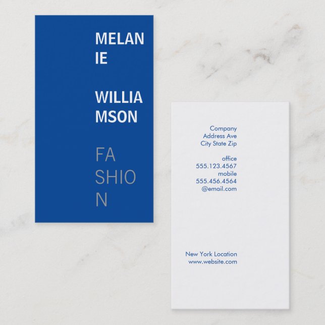 Cartão De Visita Design de texto moderno | Azul (Frente/Verso)