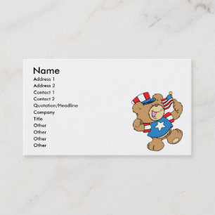 Cartão De Visita design de urso de pelúcia patriótico dos EUA fofo
