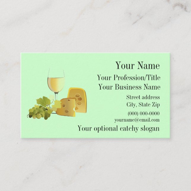 Cartão De Visita Design de vinho e queijo (Frente)