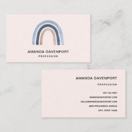 Cartão De Visita Design do Arco-Íris Azul e Pêssego