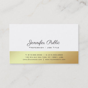 Cartão De Visita Design Dourado moderno e branco, luxo