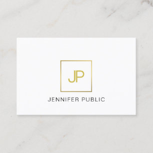 Cartão De Visita Design elegante do monograma Dourado moderno