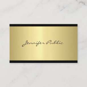 Cartão De Visita Design Elegante e Esbelto Dourado Luxuoso Profissi
