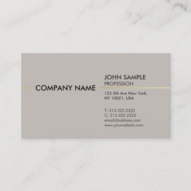 Cartão De Visita Design elegante profissional moderno à moda liso (Frente)