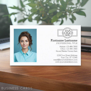 Cartão De Visita Design Executivo Básico com Logotipo e Foto