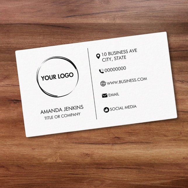 Cartão De Visita Design Genérico Branco Simples Clássico (plain white generic design business card)
