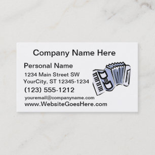 Cartão De Visita Design gráfico da imagem do acordeão azul, música