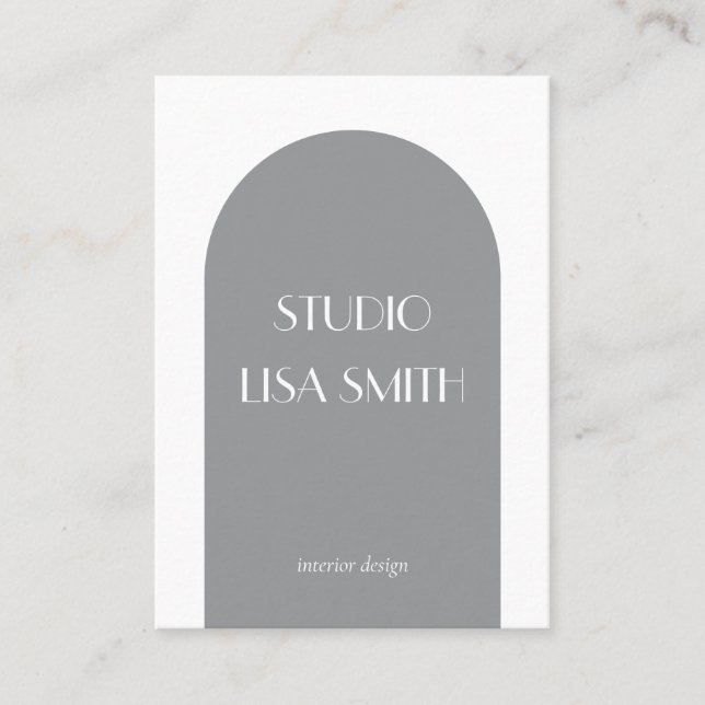 Cartão De Visita Design Interior da Cinza Geométrica Moderna (Frente)
