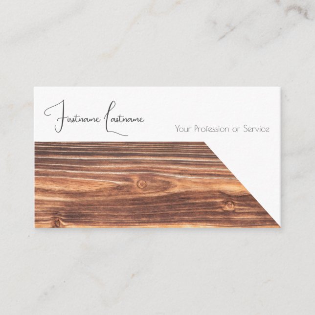 Cartão De Visita Design interior de madeira orgânica 100% ao estilo (Frente)