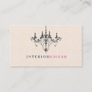 Cartão De Visita Design interior preto do chandelier Beige