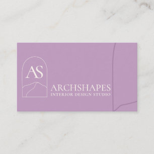 Cartão De Visita Design interno da geometria de arquitetura roxa