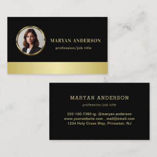 Cartão De Visita Design, Logotipo ou Foto em ouro, preto e dourado,