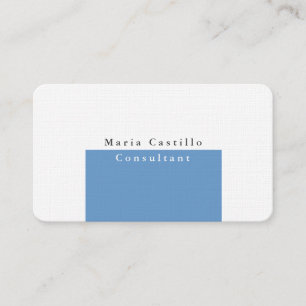 Cartão De Visita Design Minimalista Branco de Cinza Azul Elegante