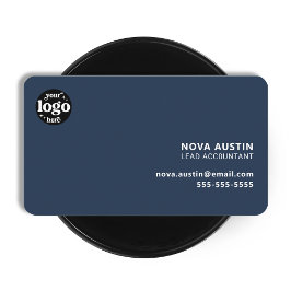 Cartão De Visita Design mínimo azul simples profissional com logoti