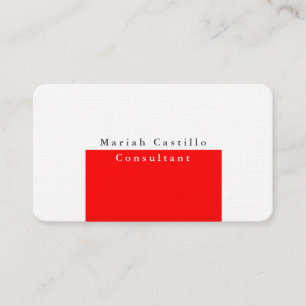 Cartão De Visita Design Mínimo Vermelho Branco Simples