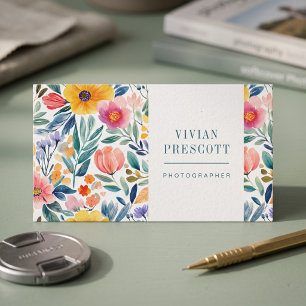 Cartão De Visita Design Moderno de Aquarela Botânica
