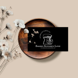 Cartão De Visita Design moderno minimalista preto para padaria