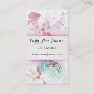 Cartão De Visita Design ou Artista do Splat de Tinta Verde Cor-de-R