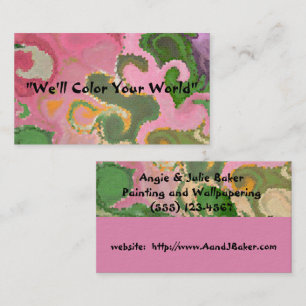 CARTÃO DE VISITA "DESIGN PAISLEY/TIE-DYE" (ROSA, VERDE E DOURADO)