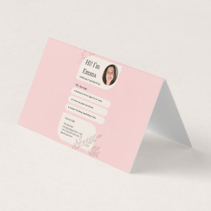 Cartão De Visita Design Profissional de Doula Pós-Parto Rosa Corado