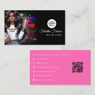 Cartão De Visita Design Rainha da Criação Mulher Preta Rosa Quente