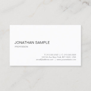 Cartão De Visita Design simples branco profissional elegante