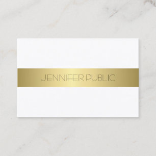 Cartão De Visita Design Simples Sofisticado Olhar Dourado Moderno
