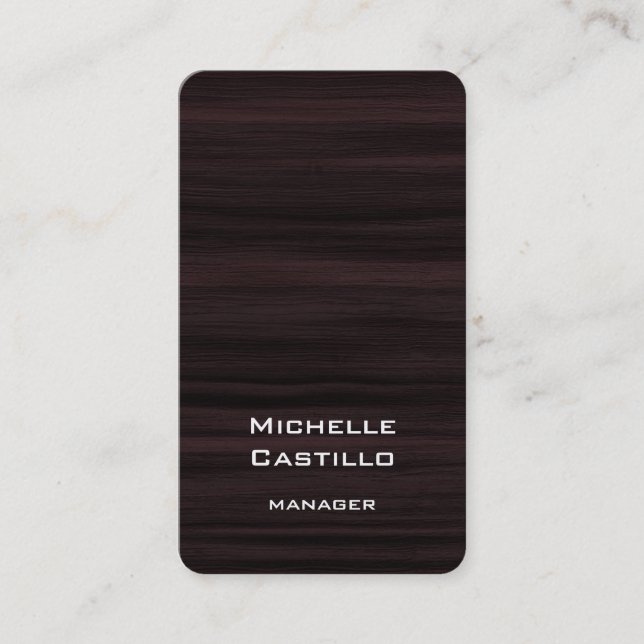 Cartão De Visita Design Única de Madeira Marrom Artística Vertical (Frente)