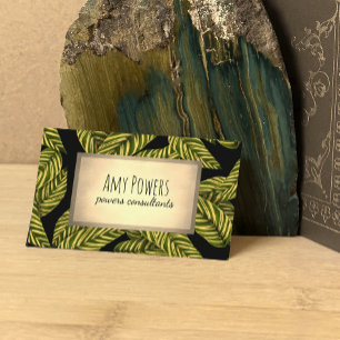 Cartão De Visita design verde-folha elegante a preto