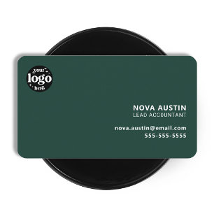 Cartão De Visita Design Verde Simples Profissional Mínimo Com Logot
