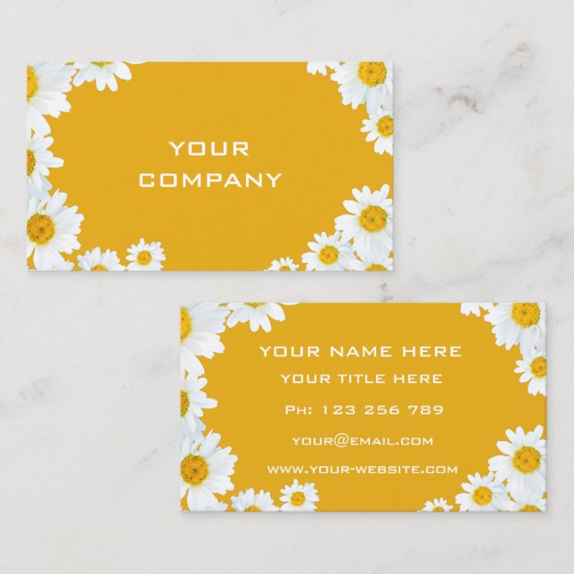Cartão De Visita Design Your Own Daisy Business Cards Example (Frente/Verso)