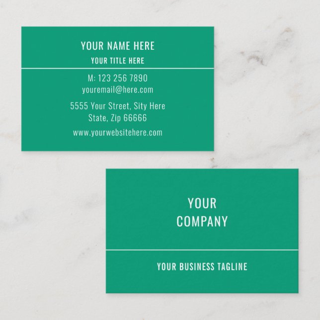 Cartão De Visita Design Your Own Green Business Cards Example (Frente/Verso)