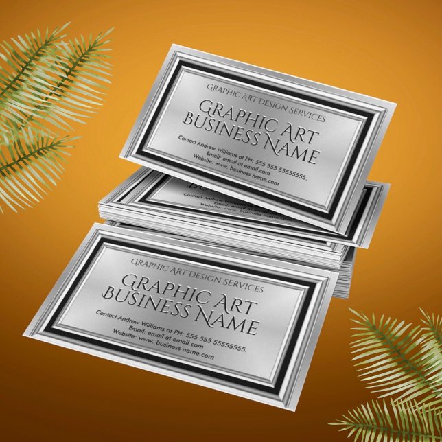 Cartão De Visita Designer de Arte Gráfico Moderno Deco Preto Pratea (Criador carregado)