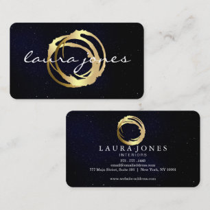 Cartão De Visita Designer de Círculo Pintado a Ouro Falso