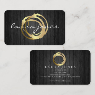 Cartão De Visita Designer de Círculo Pintado a Ouro Falso