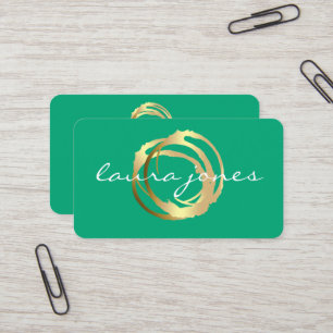 Cartão De Visita Designer de Círculo Pintado a Ouro Falso