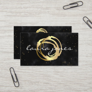 Cartão De Visita Designer de Círculo Pintado em Ouro Falso