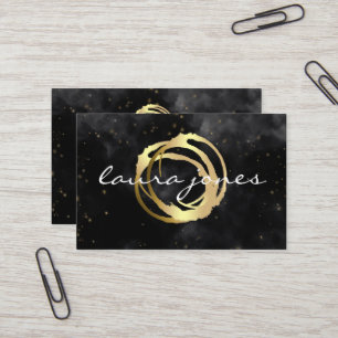 Cartão De Visita Designer de Círculo Pintado em Ouro Falso