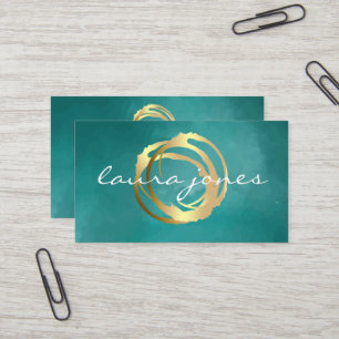 Cartão De Visita Designer de Círculos Pintados Dourados Faux
