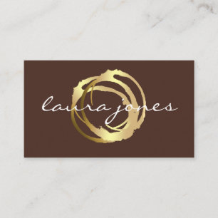 Cartão De Visita Designer de Círculos Pintados Dourados Faux