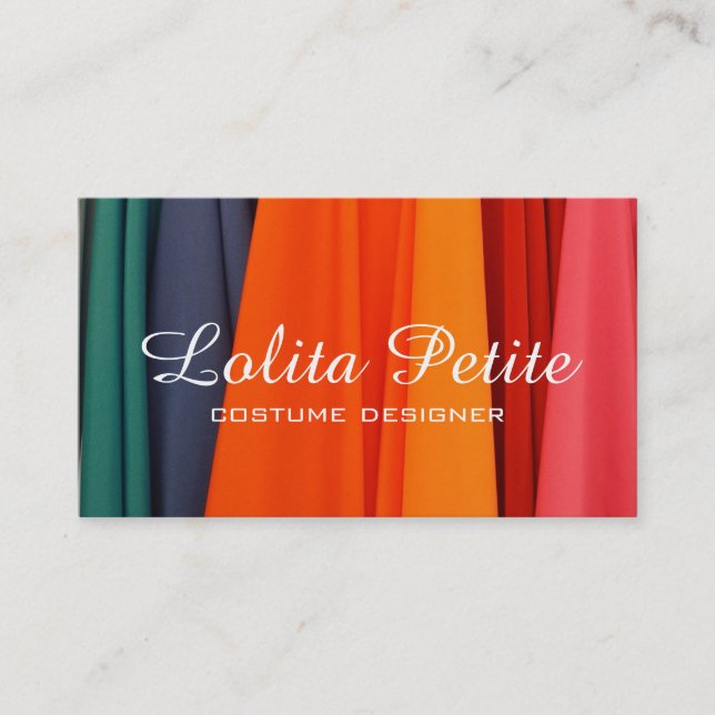 Cartão De Visita Designer de Costume de Tecidos Moda Alterações (Frente)