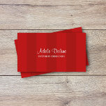 Cartão De Visita Designer de interior com distribuição mínima verme<br><div class="desc">Modelo de cartão de negócios elegante personalizável com fundo listrado vermelho. Perfeito para designer de interiores,  florista,  boutique.</div>