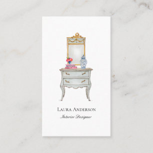 Cartão De Visita Designer de interiores Aquarela Móveis Franceses