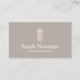 Cartão De Visita Designer de interiores cinzento do abacaxi do ouro